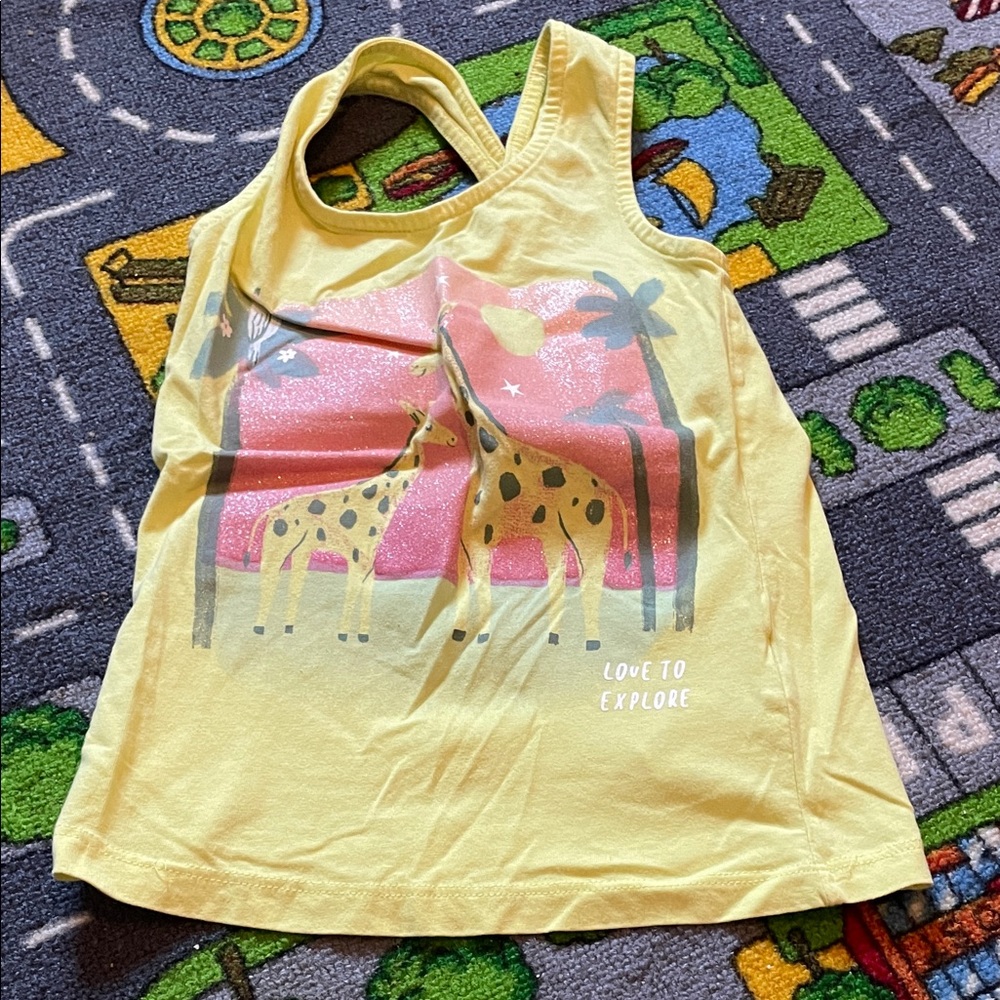 Carter's Yellow Tank Top with Giraffe Graphic and Glitter